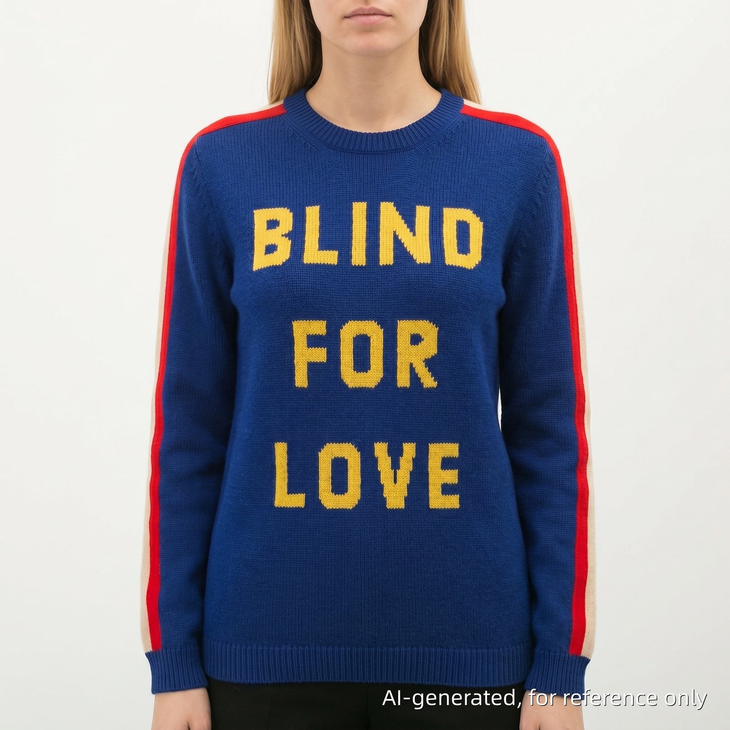 Gucci Blind For Love Tiger Print Color Block Sweatshirt Size S Blue Red Cream Two-Tone