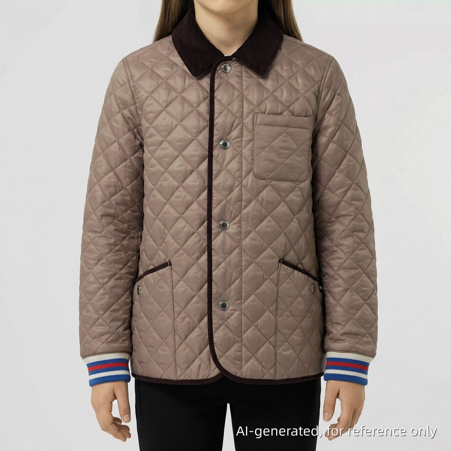 Burberry Classic Diamond Quilted Collared Jacket 12Y Height 152cm Dark Brown Khaki Two-Tone