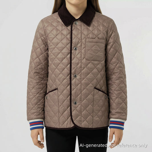 Burberry Classic Diamond Quilted Collared Jacket 12Y Height 152cm Dark Brown Khaki Two-Tone