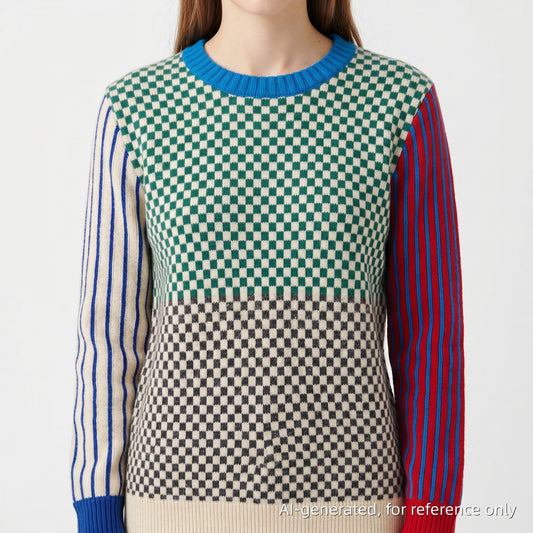 Burberry Multi-Color Check Knit Crew Neck Sweater Size 14Y (Fit Height 164cm)