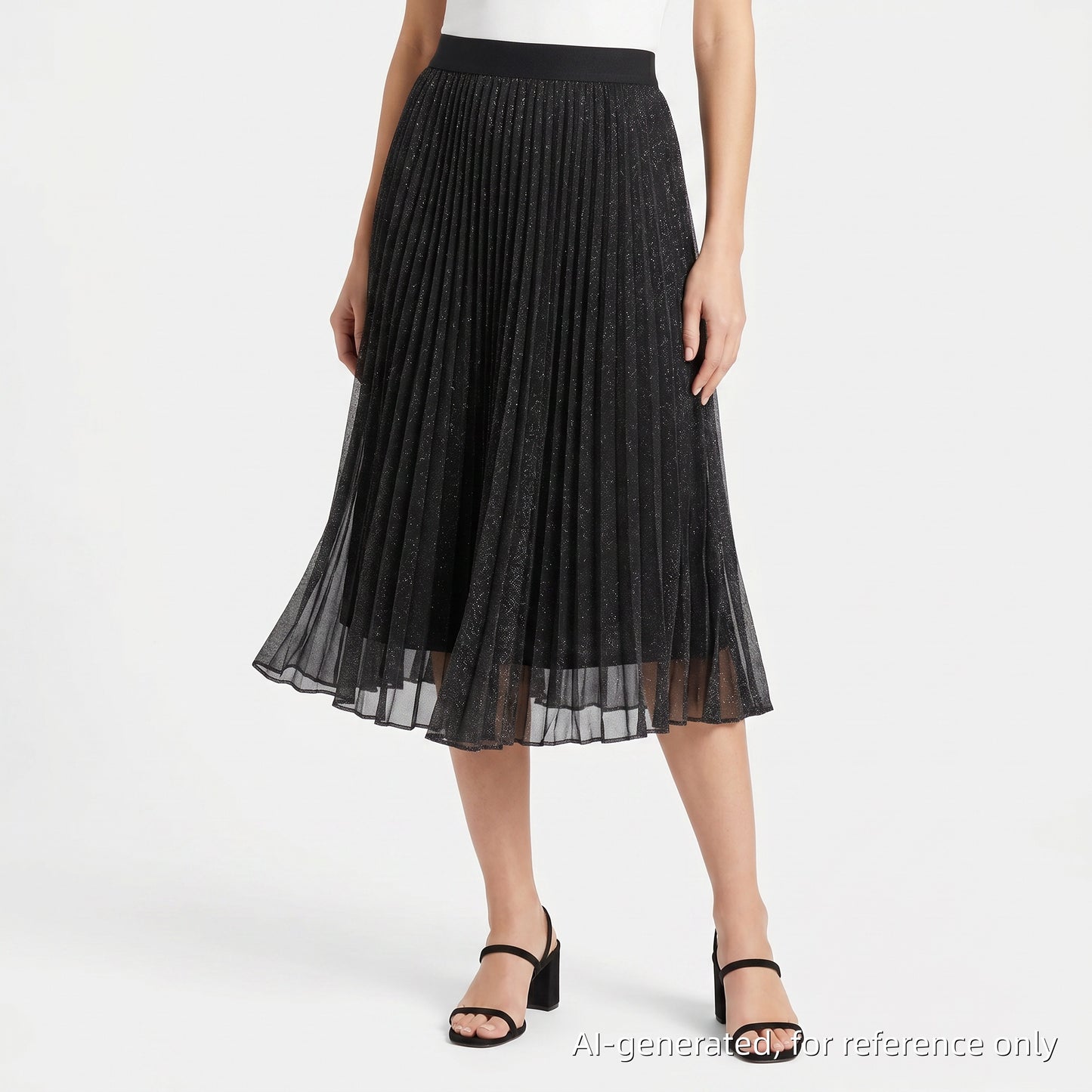 MaxMara Black Pleated Tulle Midi Skirt Size XS
