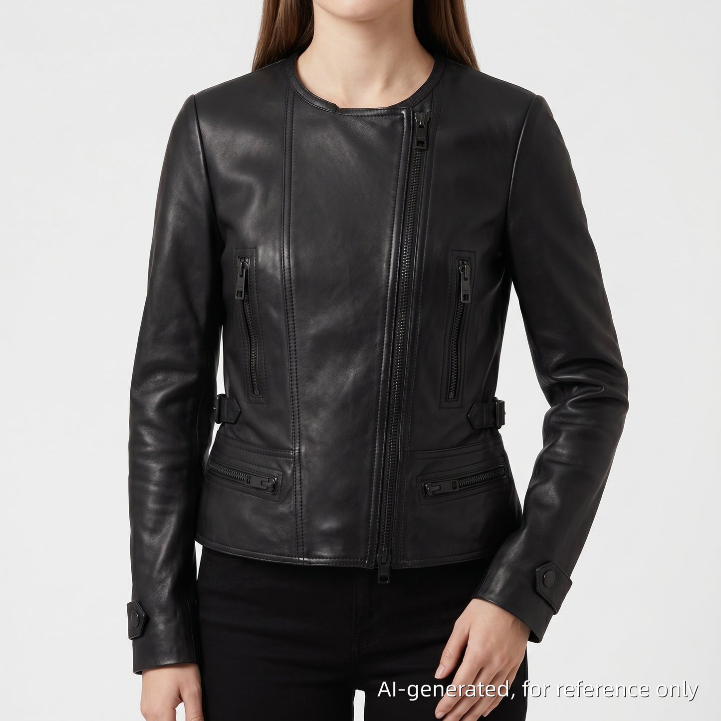 Burberry Smooth Lambskin Zip Biker Jacket Black Size US 6, P2P 20 Inches