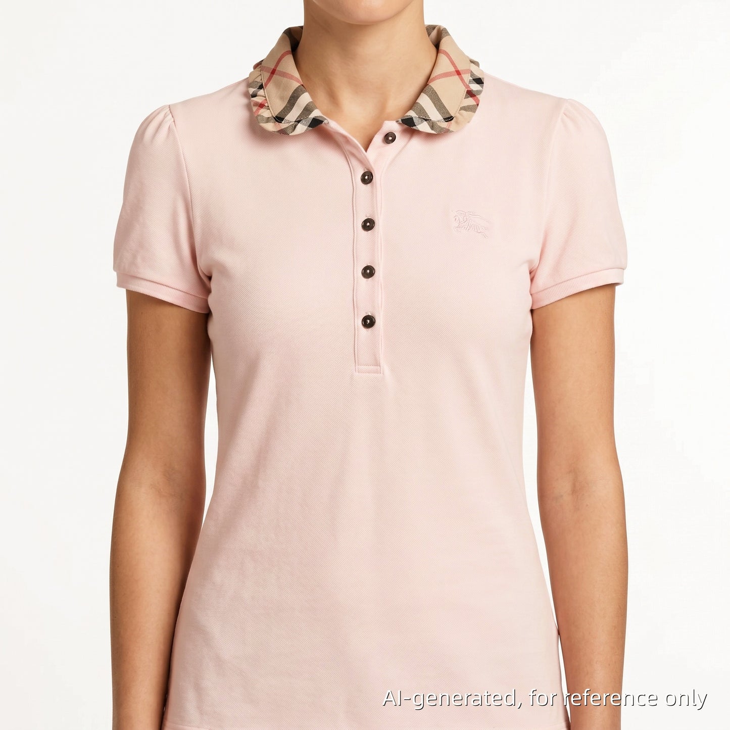 Burberry Vintage Check Collar Horse Embroidery Pique Polo Shirt Size S Pink Black Khaki Color Matching