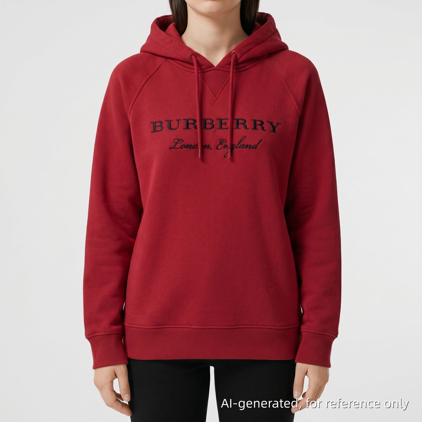 Burberry Burgundy Logo Print Hoodie Size S