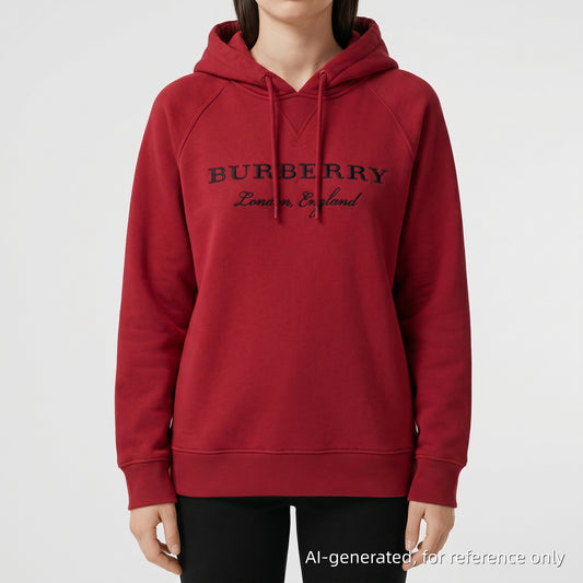 Burberry Burgundy Logo Print Hoodie Size S