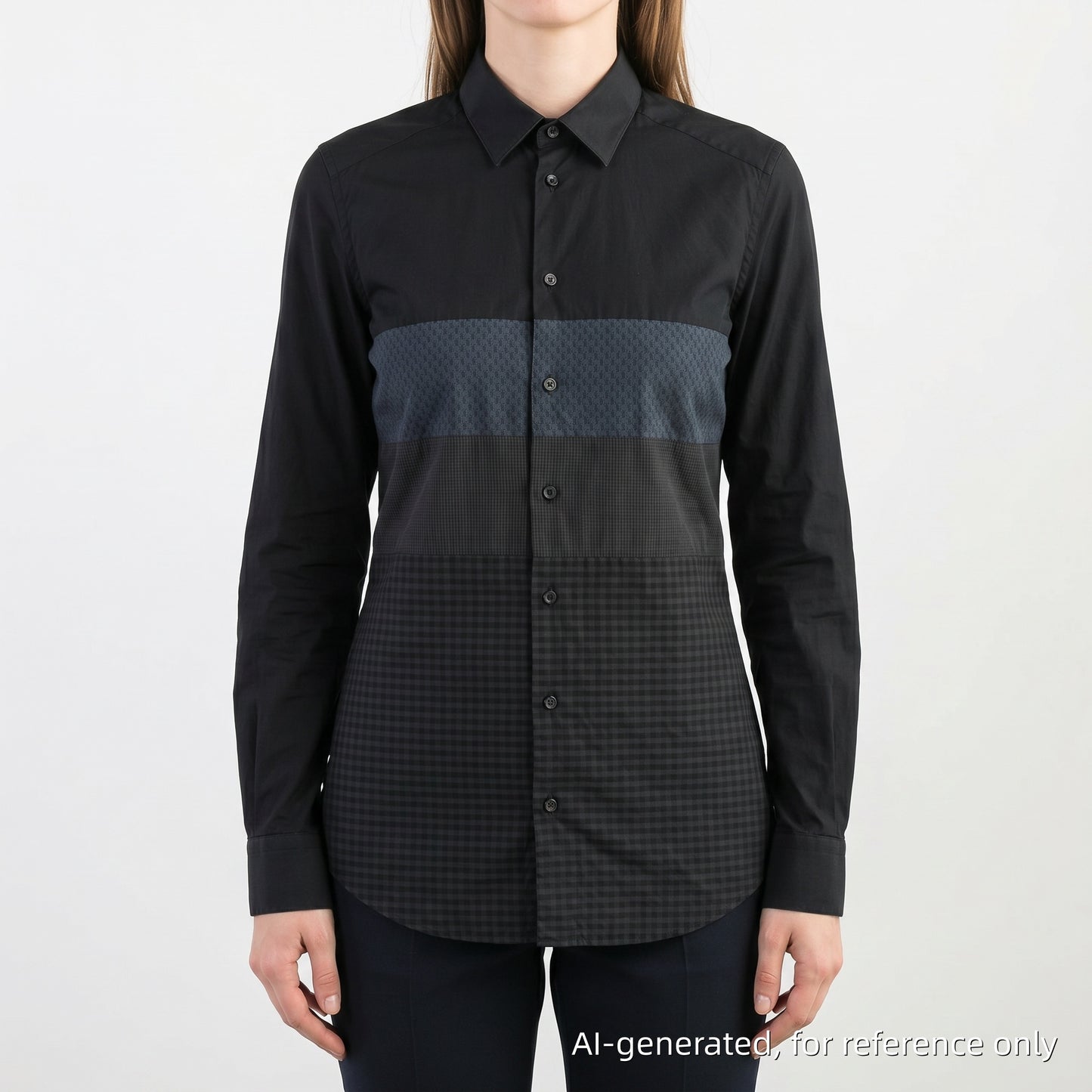 Dolce & Gabbana Black Forest Color Block Woven Long Sleeve Shirt Neck Size 15 1/2 (39)