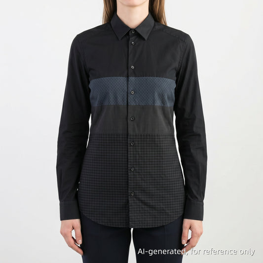 Dolce & Gabbana Black Forest Color Block Woven Long Sleeve Shirt Neck Size 15 1/2 (39)