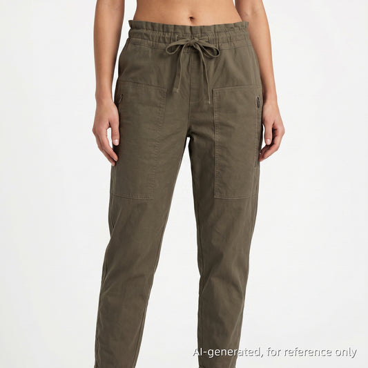 Brunello Cucinelli Army Green Drawstring Casual Trousers