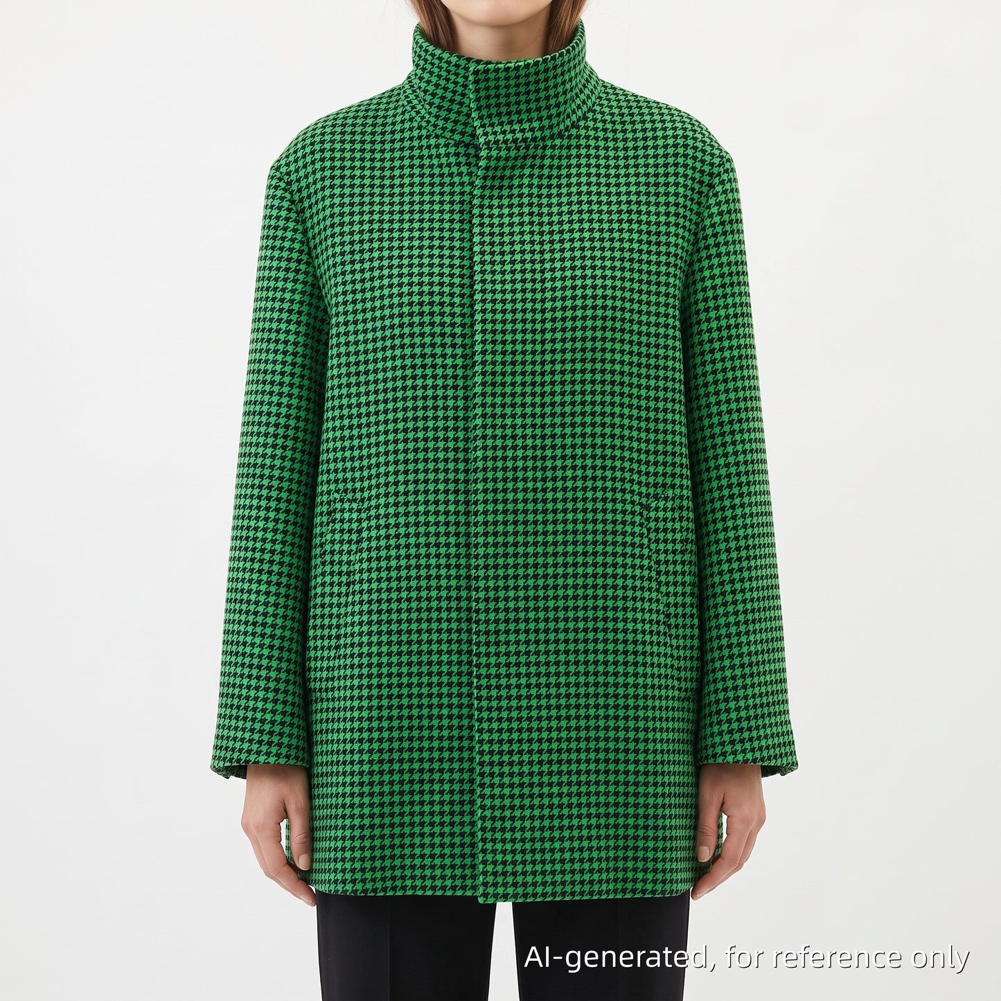 Balenciaga Green Houndstooth Wool Blazer Size 36