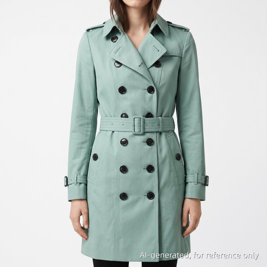 Burberry The Sandringham Tiffany Blue Cotton Trench Coat Size UK 6