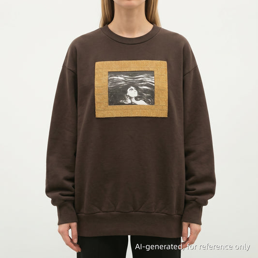Acne Studios Brown Cotton Lovers In The Waves Print Crew Neck Sweatshirt Size L