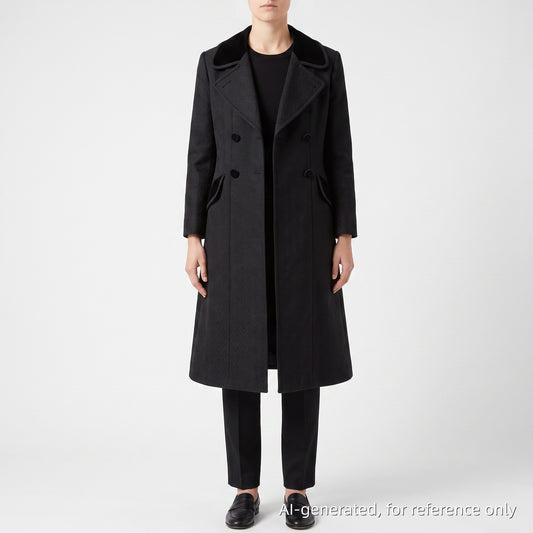 Gucci Black Wool Double Breasted Long Coat Size 42