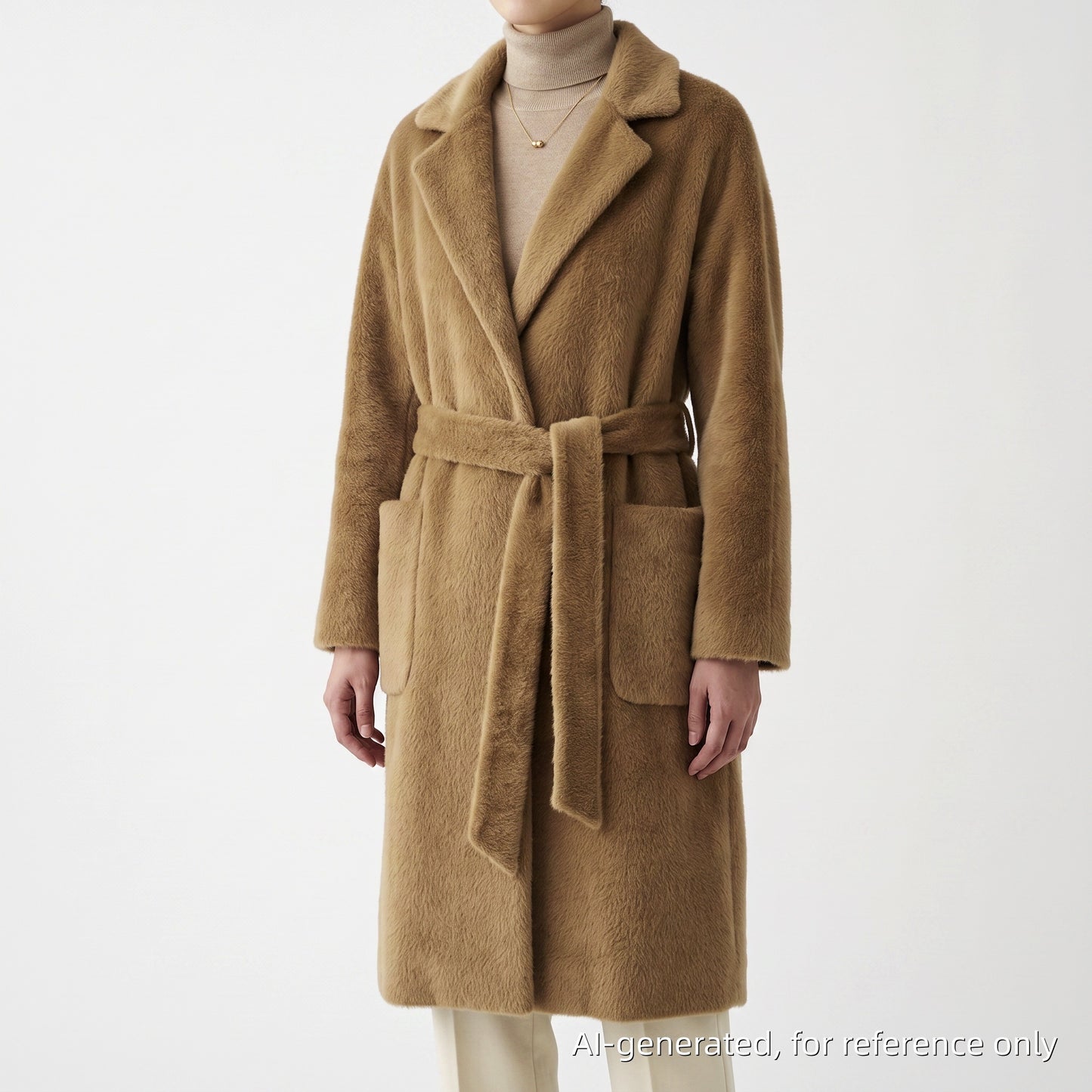 Intrend Brown Wool Belted Wrap Long Coat Size 0
