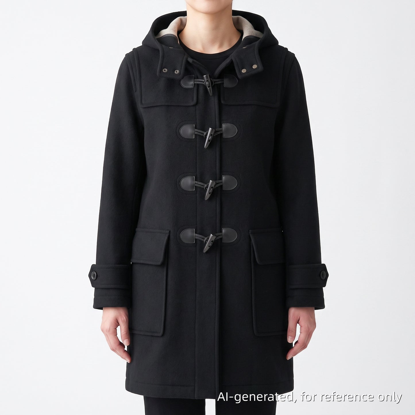 Burberry Black Wool Duffle Coat Size XL