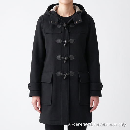 Burberry Black Wool Duffle Coat Size XL