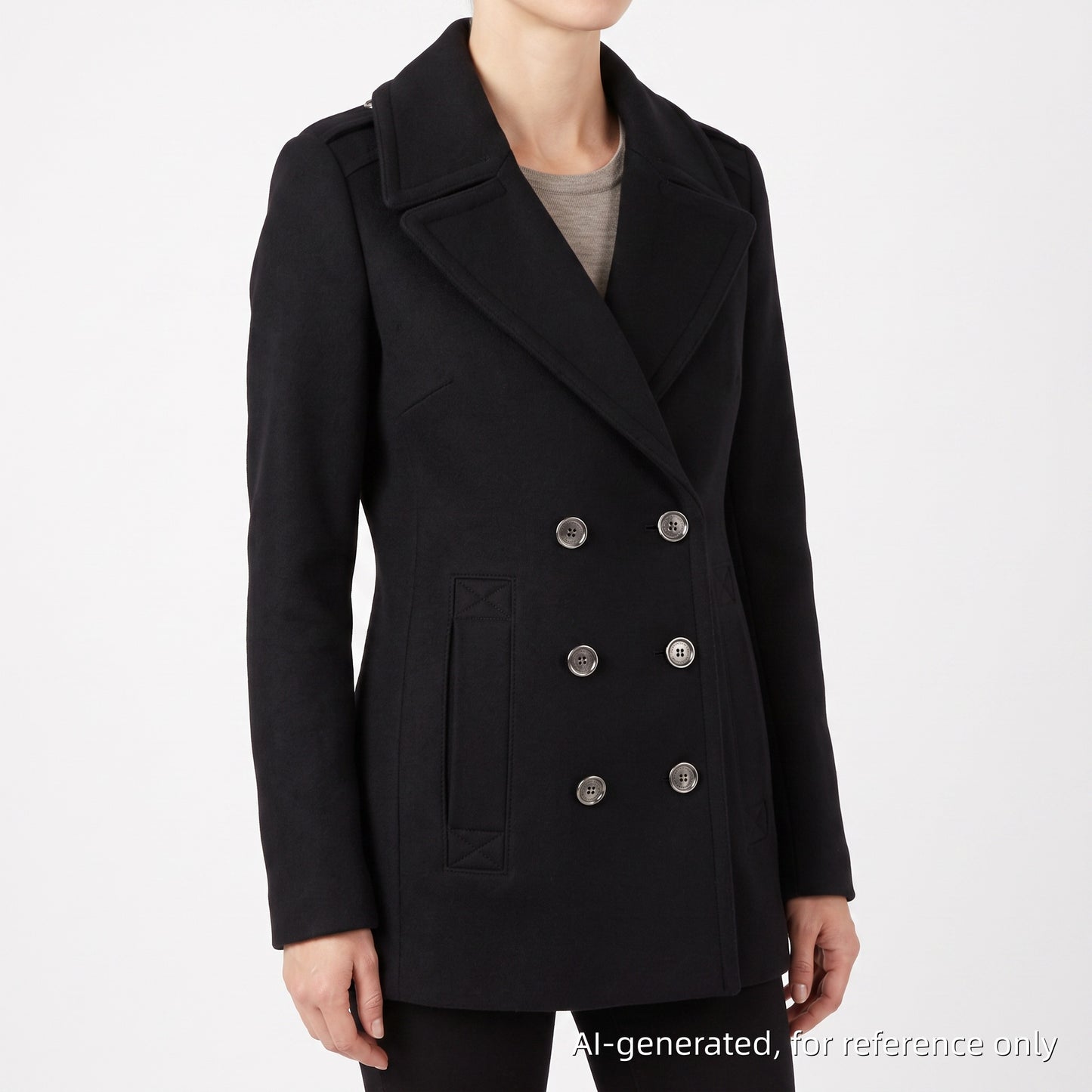 Burberry Black Wool Double Breasted Short Coat Size 2