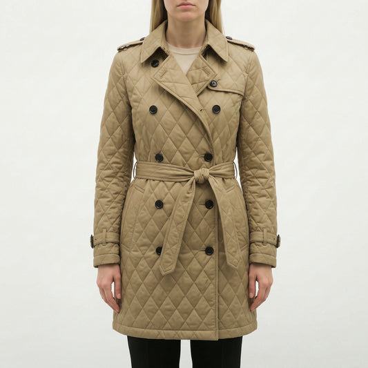 Burberry Beige Quilted Trench Coat Size 4