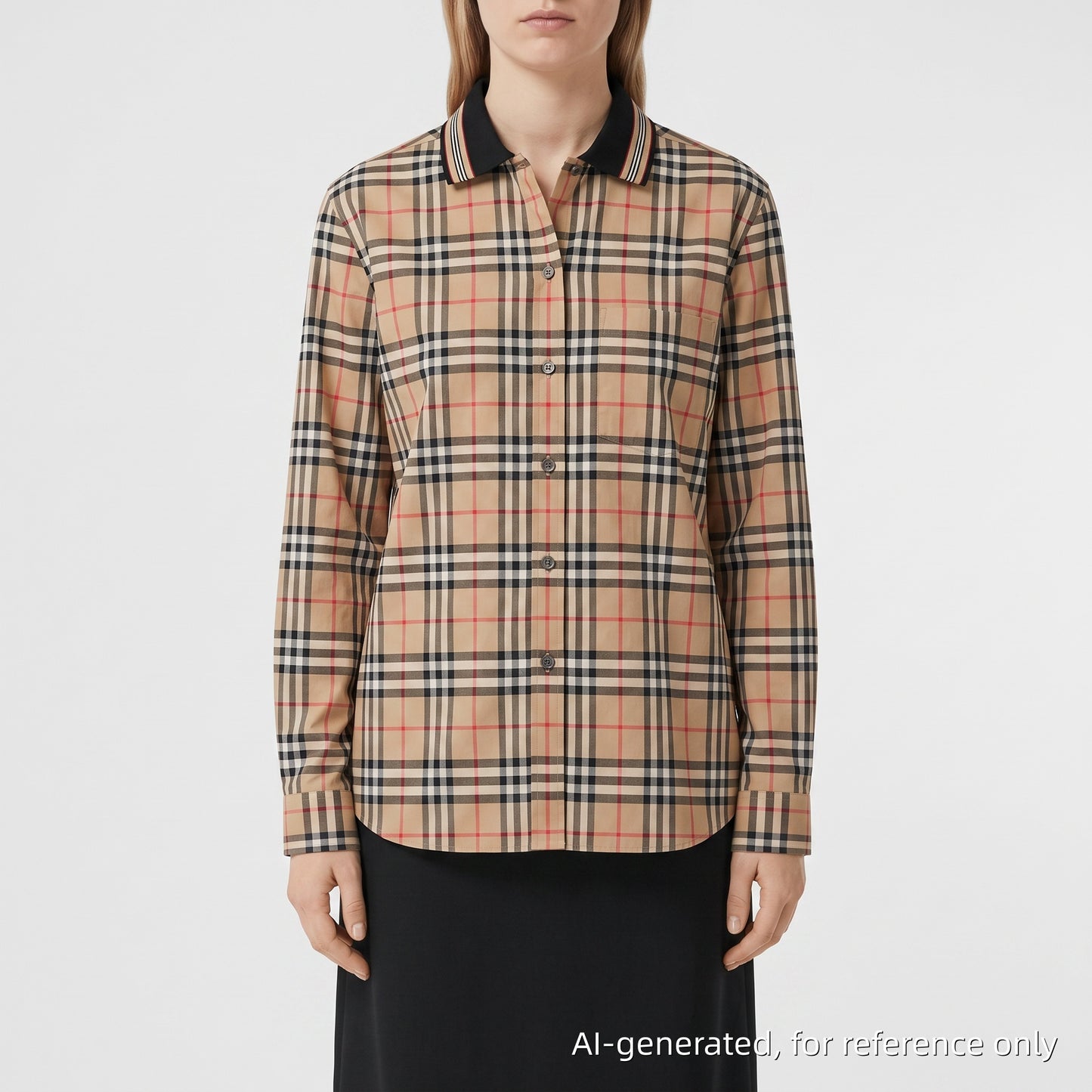 Burberry Classic Beige Vintage Check Cotton Long Sleeve Button-Down Shirt Size L