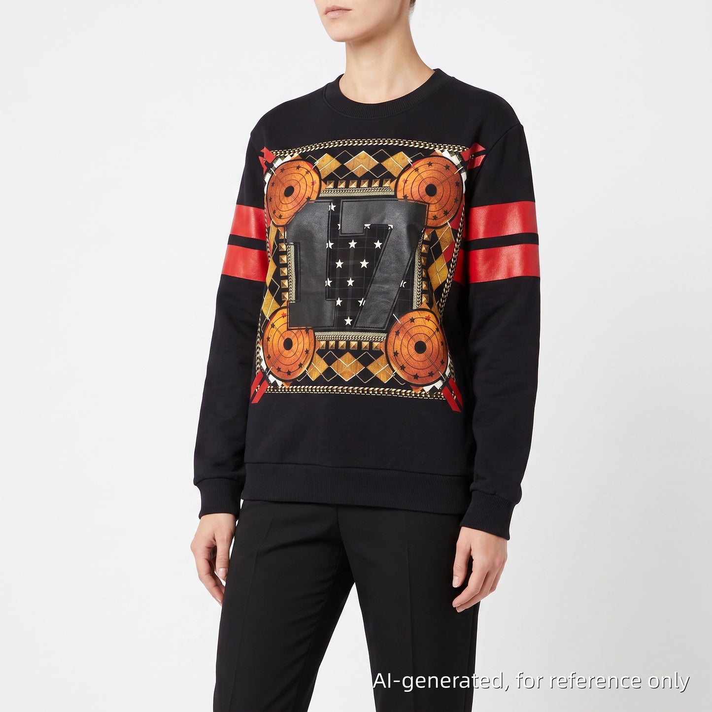 GIVENCHY Black Graphic Print Crew Neck Sweatshirt Size M