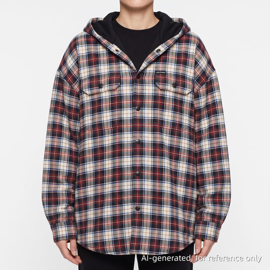 Balenciaga Multi-Color Plaid Hooded Overshirt Size XS