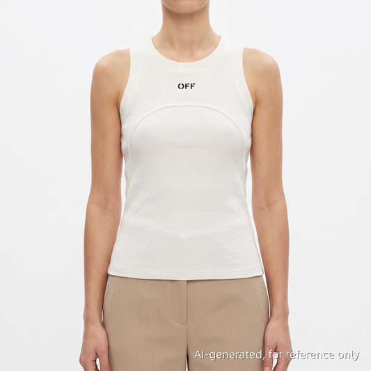 Off-White White Ribbed Sleeveless Tank Top Size 40