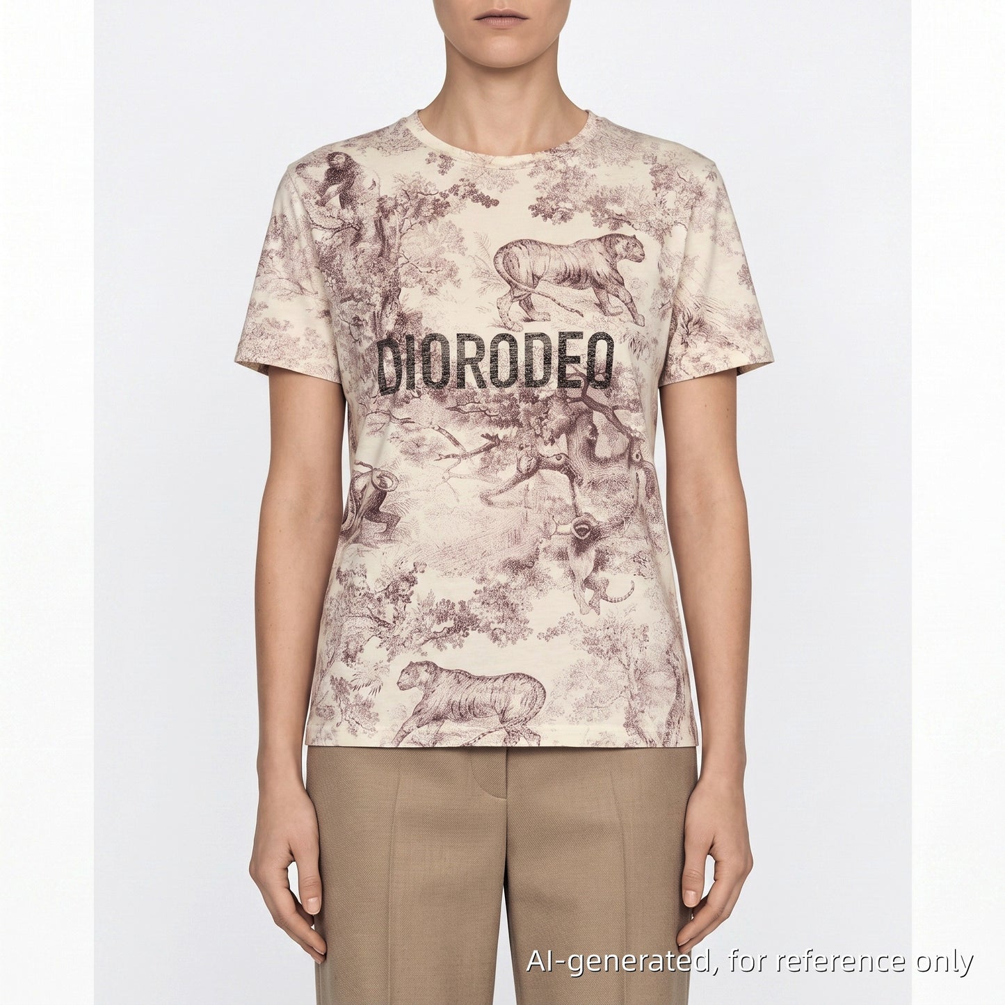 Dior White & Burgundy Printed Short Sleeve T-shirt Size S