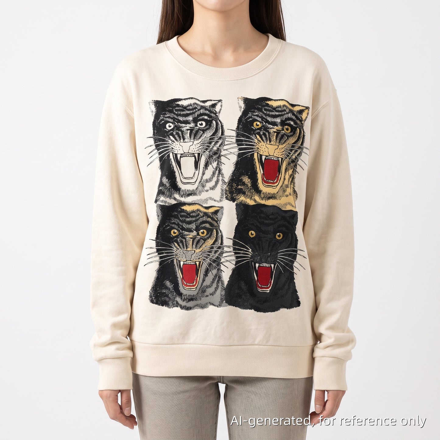 Gucci Off-White Graphic Print Crew Neck Sweatshirt Size L