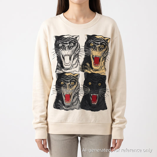 Gucci Off-White Graphic Print Crew Neck Sweatshirt Size L