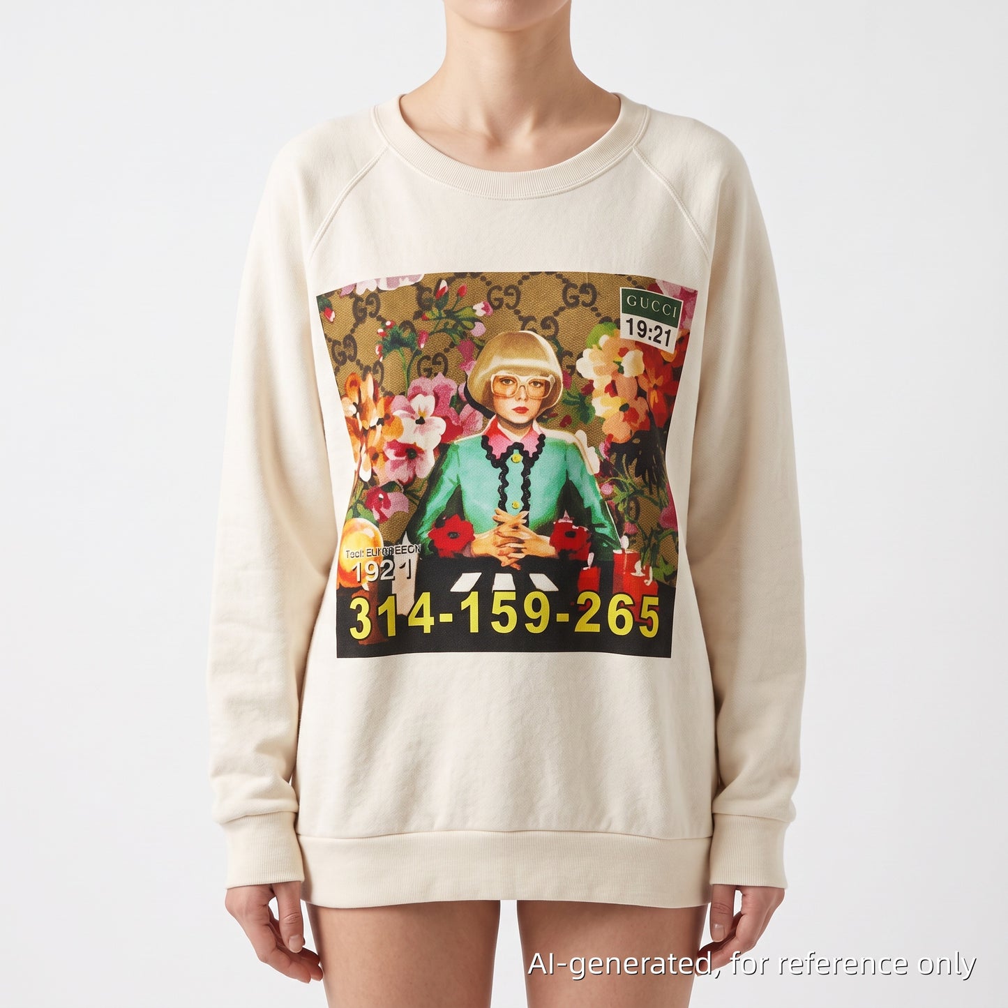 Gucci Off White Crew Neck Graphic Print Sweatshirt Size L