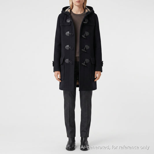 Burberry Black Wool Hooded Duffle Coat Size 4