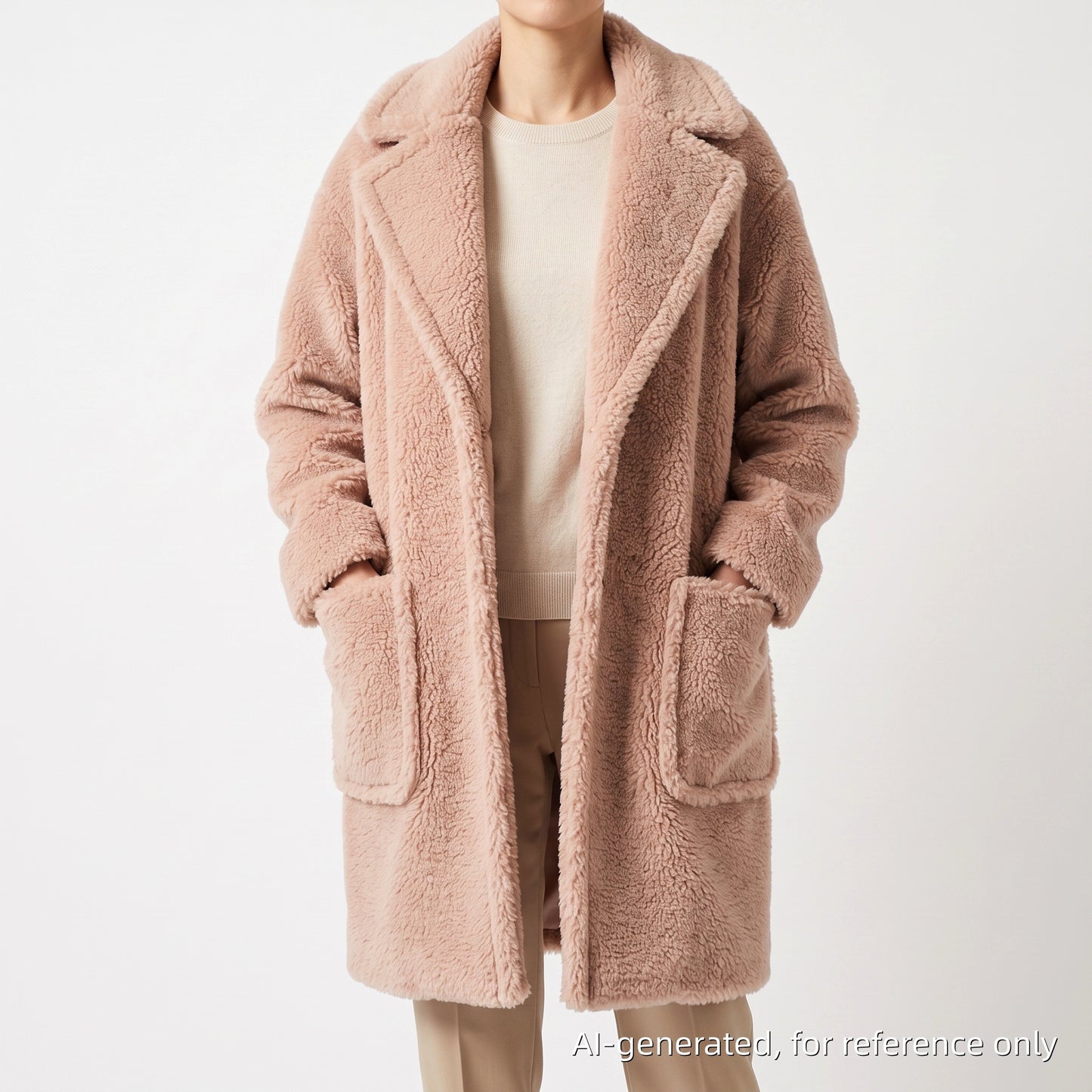 Weekend Max Mara Dusty Rose Fuzzy Textured Lapel Mid-Length Coat Size 4