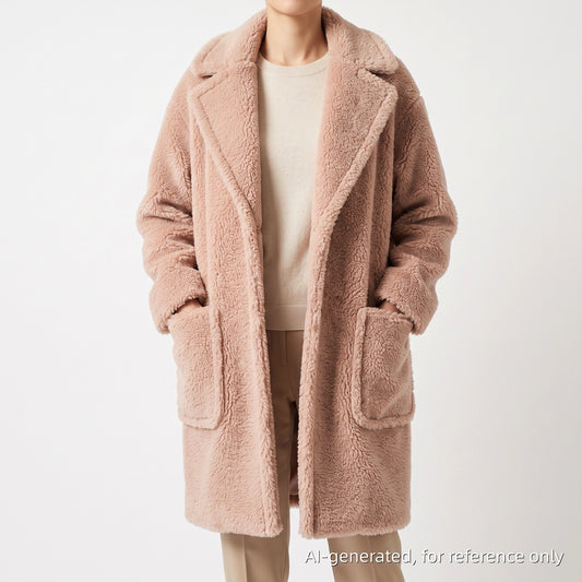 Weekend Max Mara Dusty Rose Fuzzy Textured Lapel Mid-Length Coat Size 4