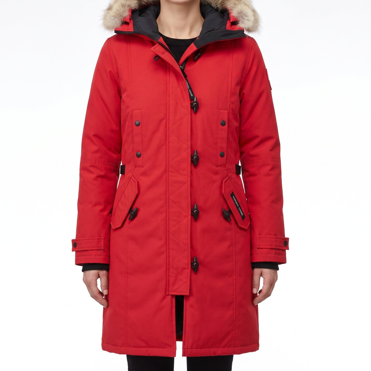 Canada Goose Red Fur Trim Hooded Parka Size XS