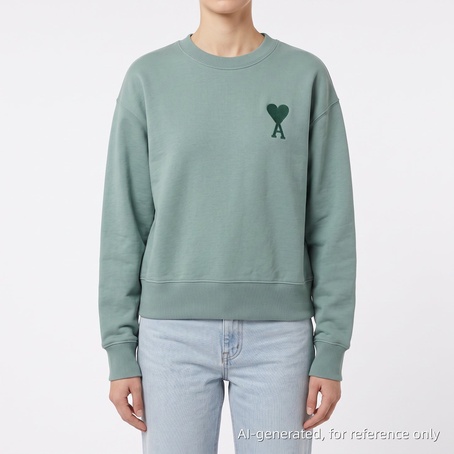 Ami Mint Green Crew Neck Long Sleeve Sweatshirt Size M