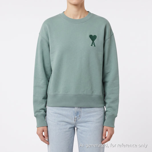 Ami Mint Green Crew Neck Long Sleeve Sweatshirt Size M