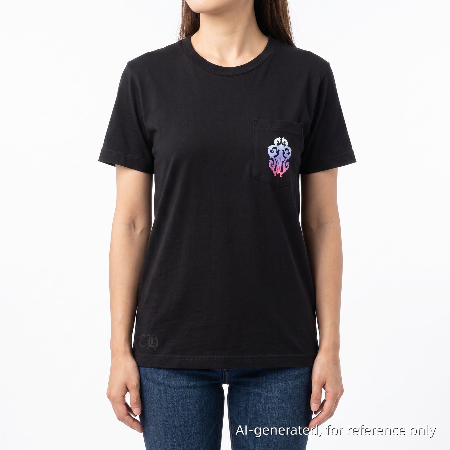 Chrome Hearts Black Gradient Graphic Print Short Sleeve T-shirt Size L