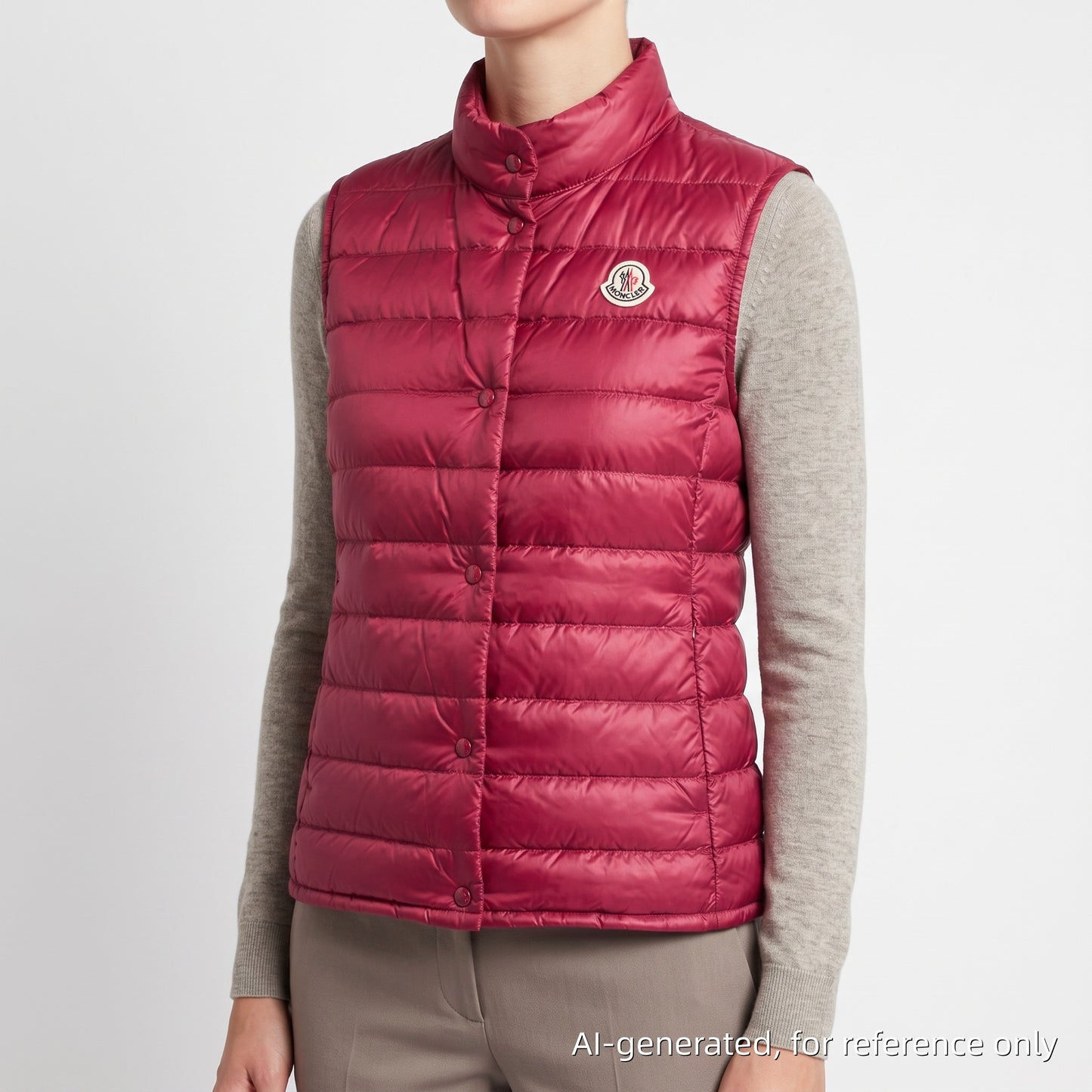 Moncler Fuchsia Stand Collar Quilted Down Gilet Size 2