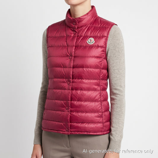 Moncler Fuchsia Stand Collar Quilted Down Gilet Size 2