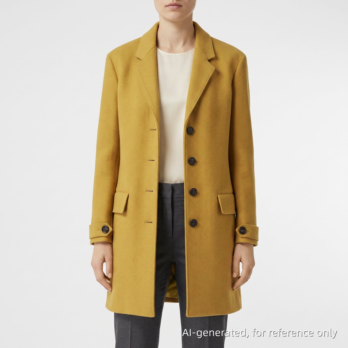 Burberry Yellow Single Breasted Wool Coat Size 6