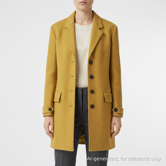Burberry Yellow Single Breasted Wool Coat Size 6