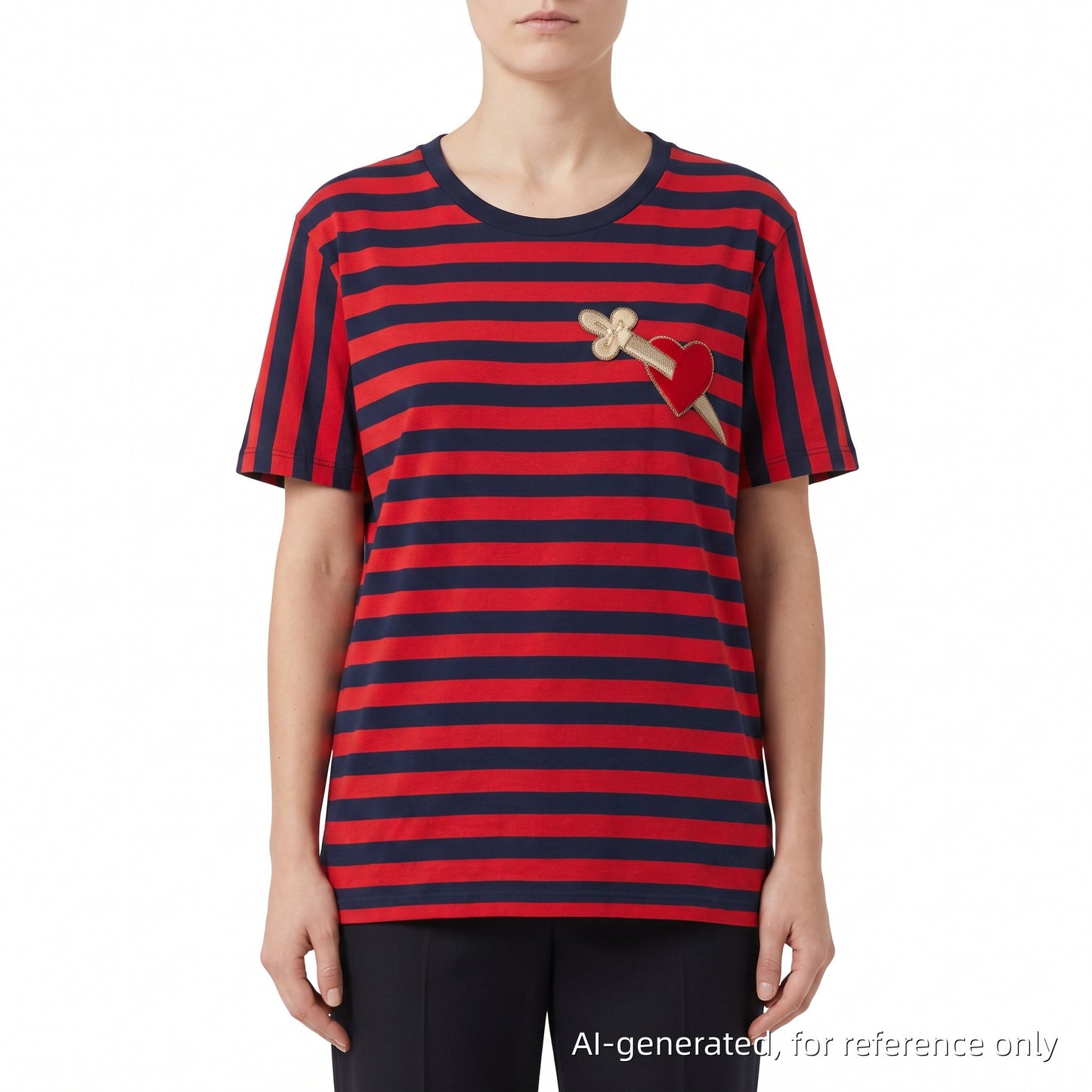 Gucci Navy Blue & Red Striped Short Sleeve T-shirt Size M