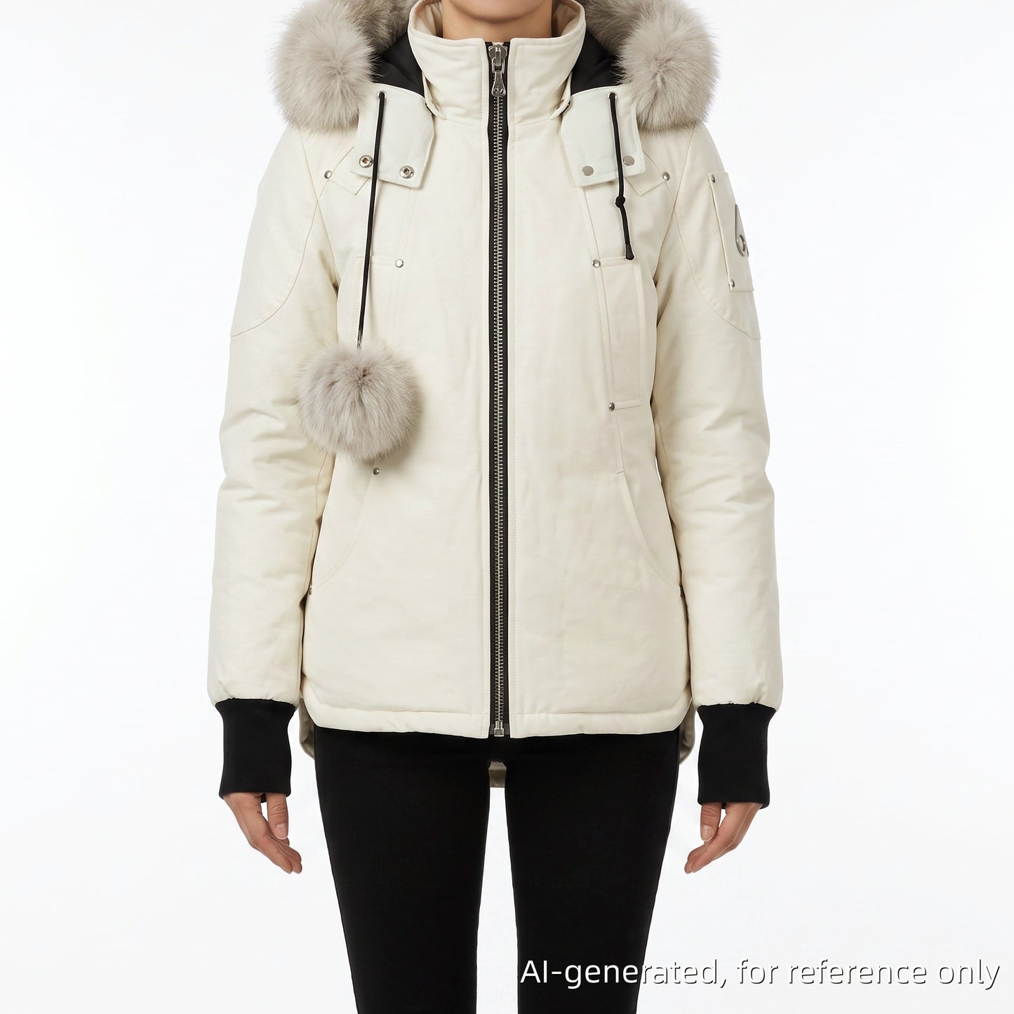 Moose Knuckles White Hooded Down Jacket Size L