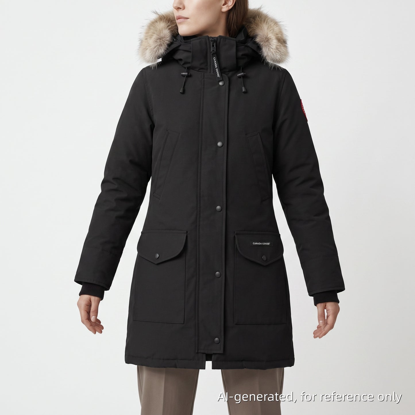 Canada Goose Black Mid-Length Fur Hood Parka Size S