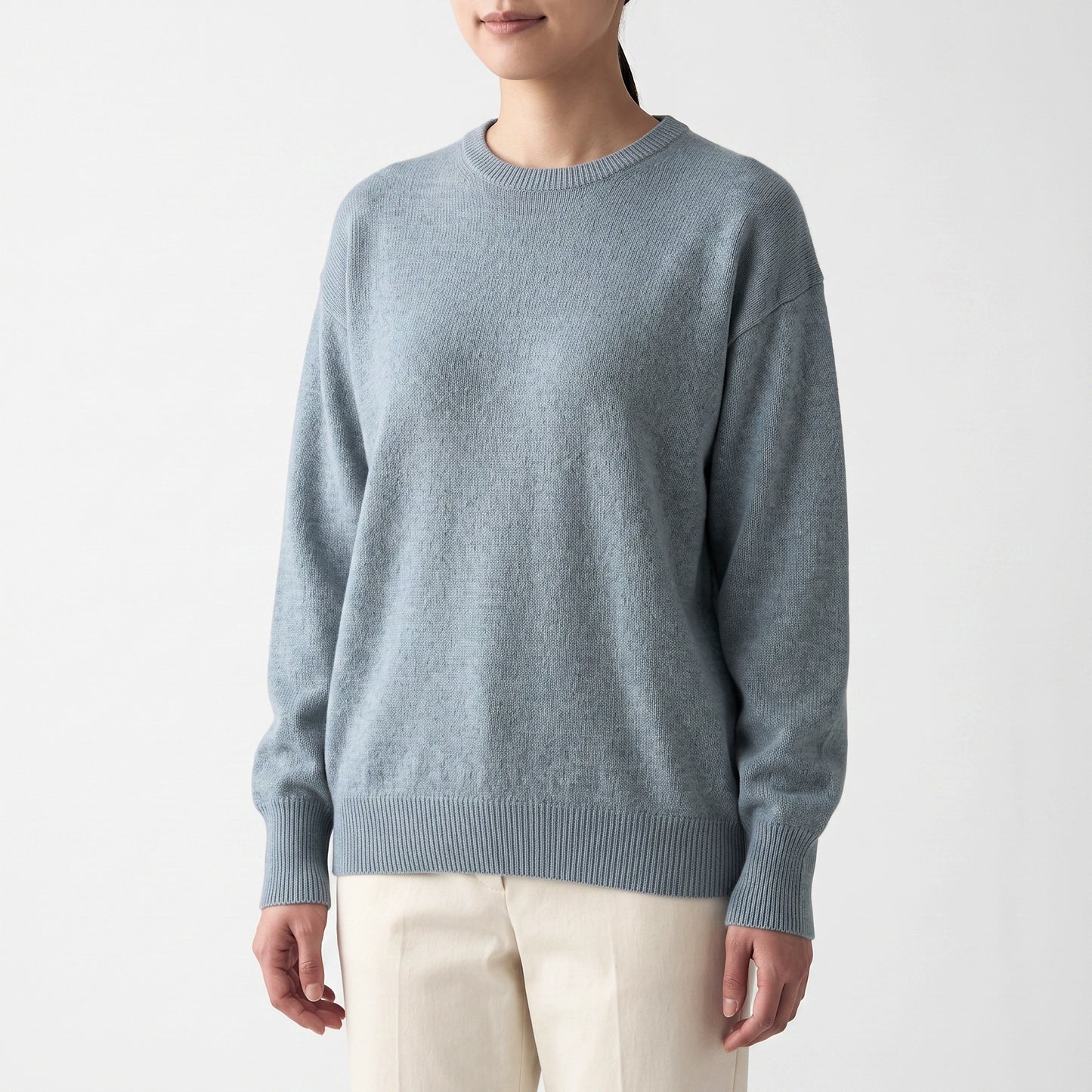 Lanvin Mist Blue Crew Neck Cashmere Knit Sweater Size 54