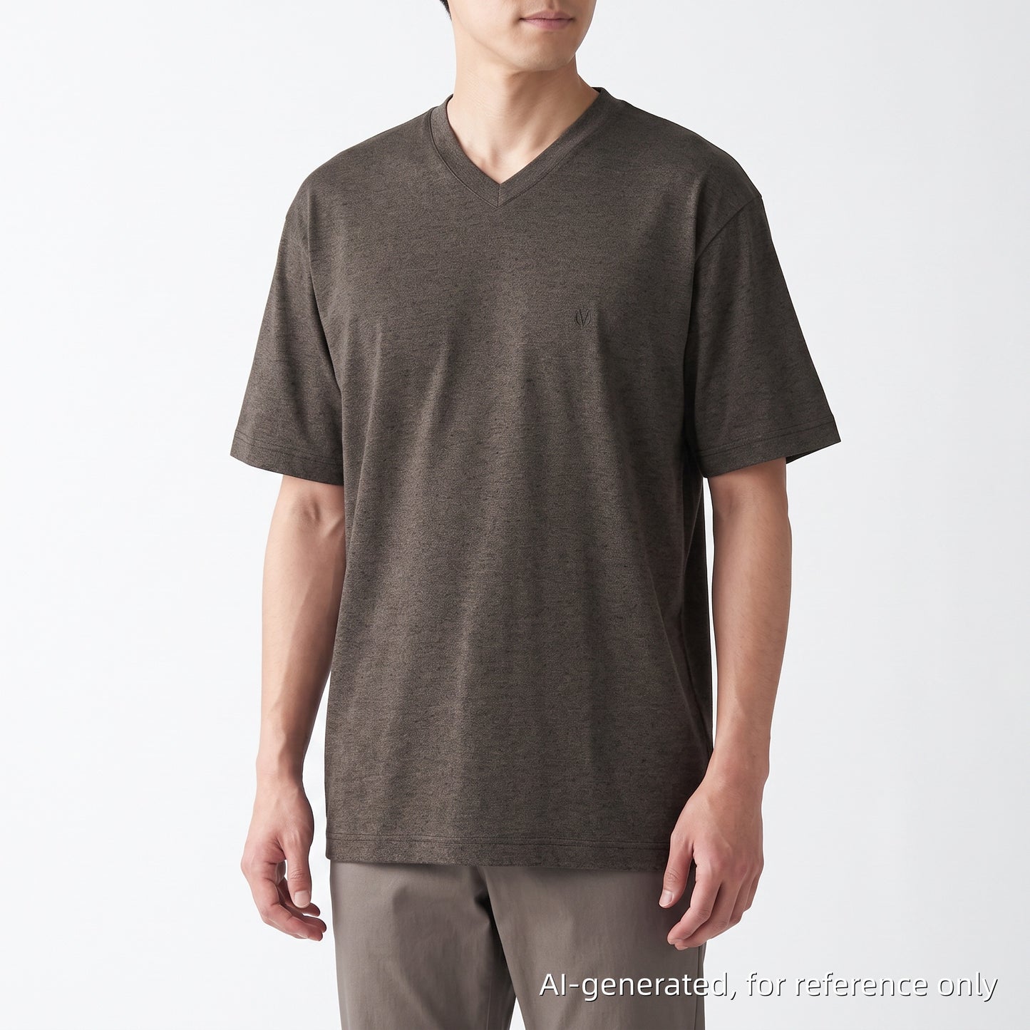 Giovanni Valentino Bark Brown V-neck Short Sleeve Knit T-shirt XL