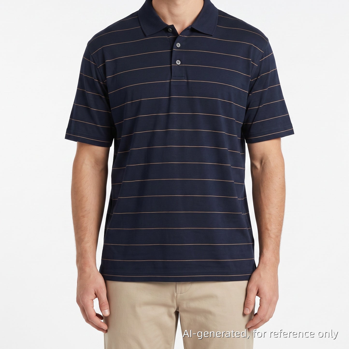 Giovanni Valentino Navy Blue Thin Stripe Short Sleeve Polo Shirt XXL