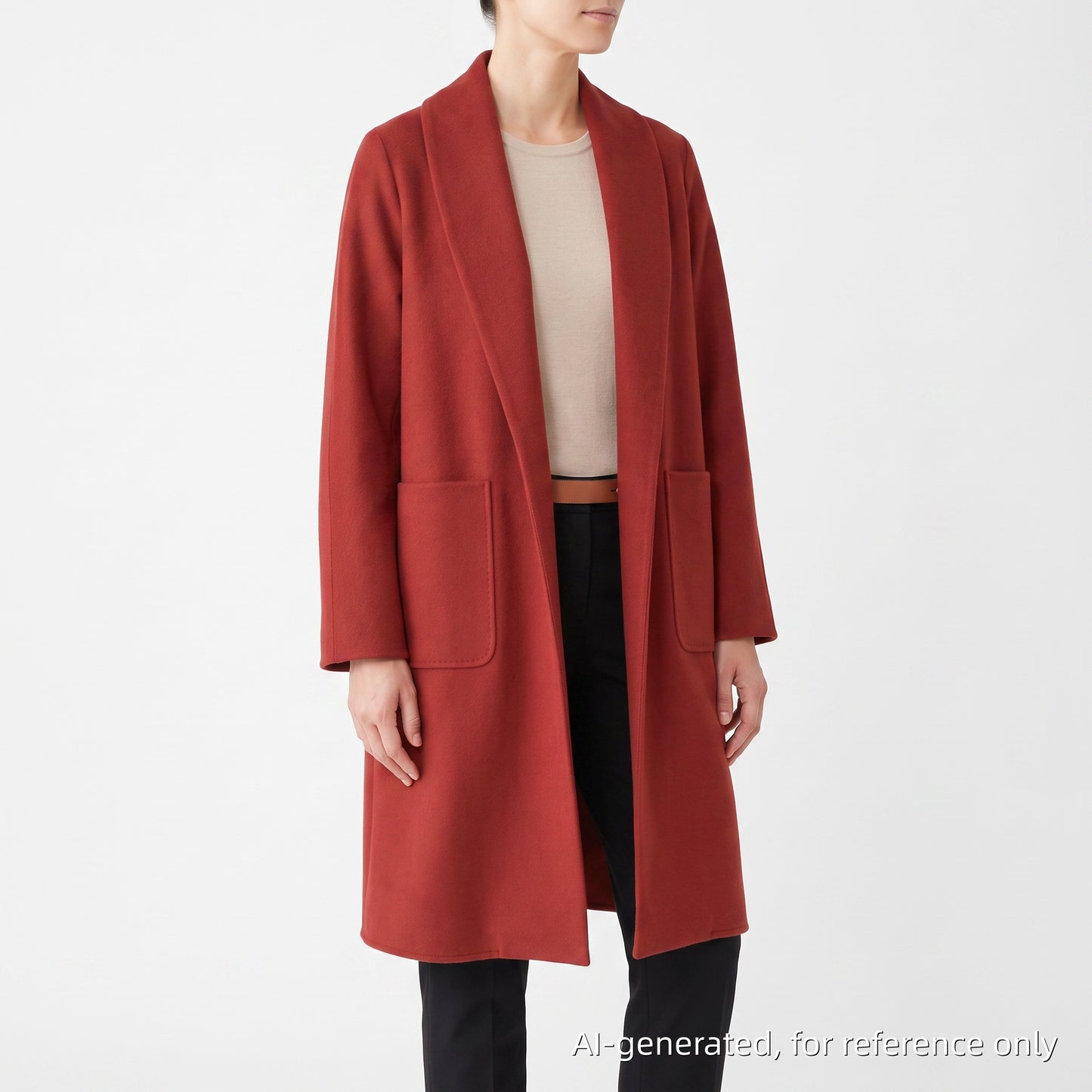 Max Mara Red Wool Hooded Open Coat US Size 4