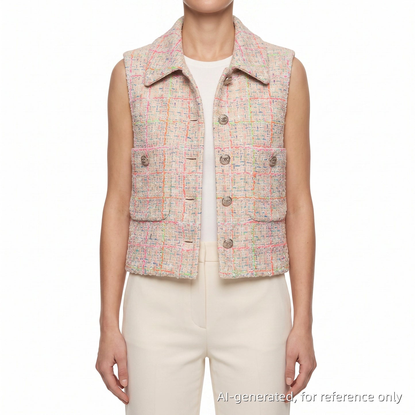 Chanel multi-color plaid size 36