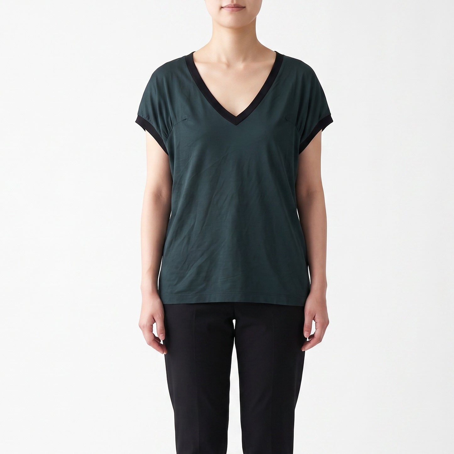 Prada Deep Teal V-neck Short Sleeve T-shirt Size M