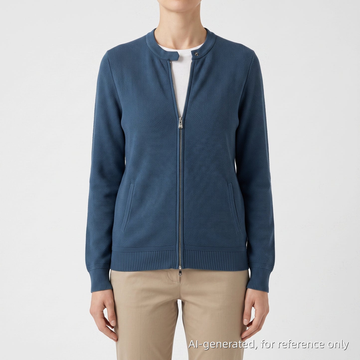 Loro Piana Blue Zip Knit Cardigan Size 42